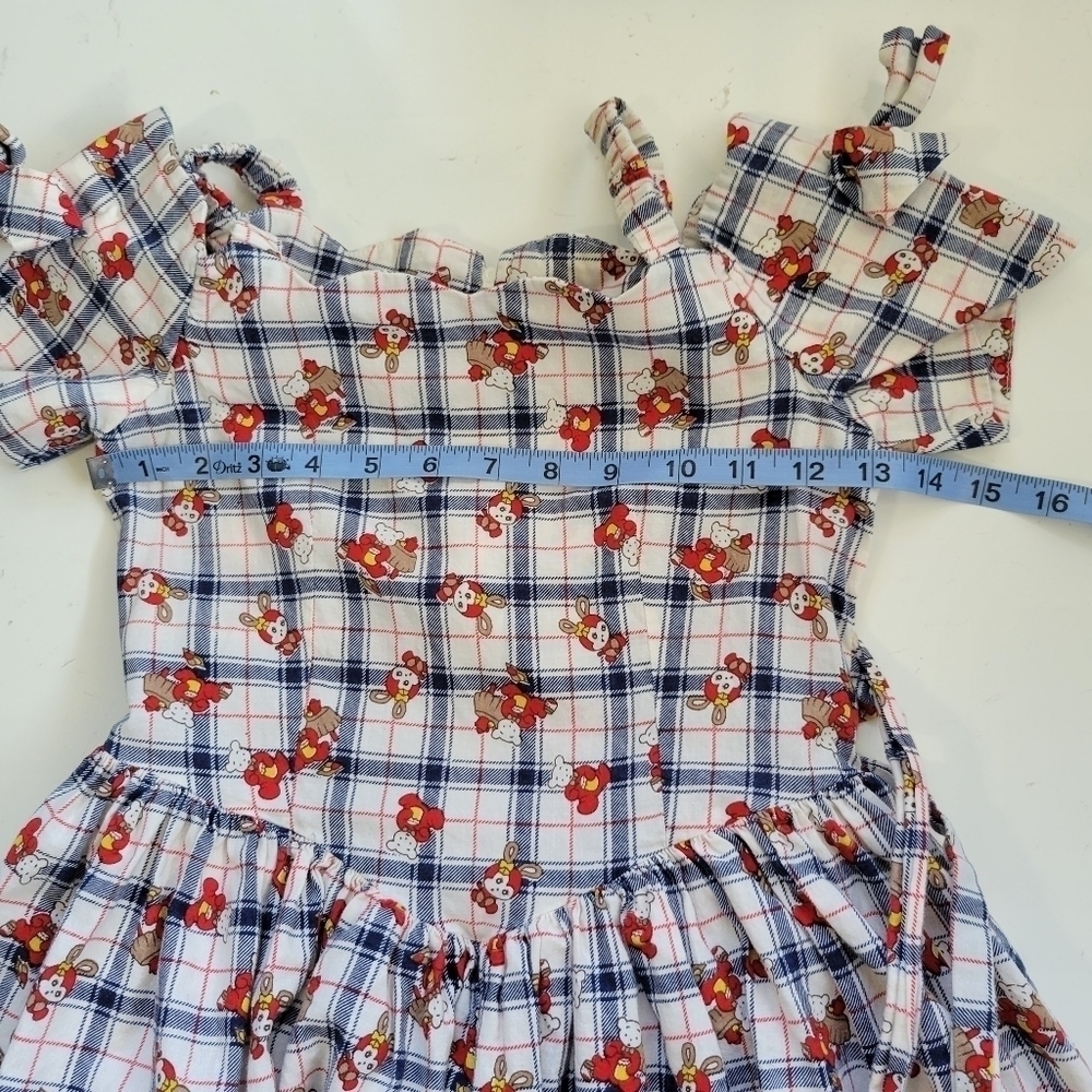 Vntg Giorgio Kids Bear Plaid Pinup Dress Size 7 - Picture 7 of 10